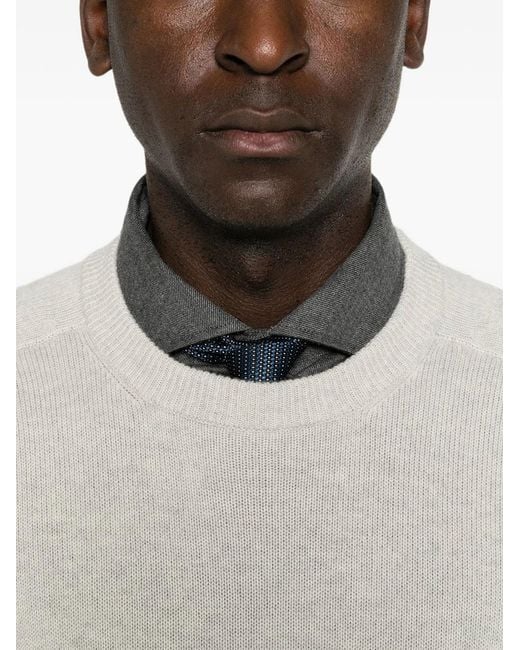 Brunello Cucinelli White Cashmere Pullover With Patch for men