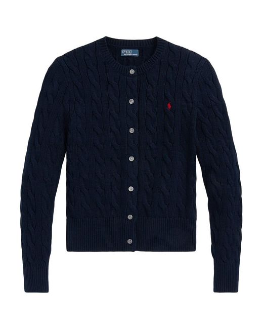 Polo Ralph Lauren Blue Cotton Cardigan With Embroidered Logo