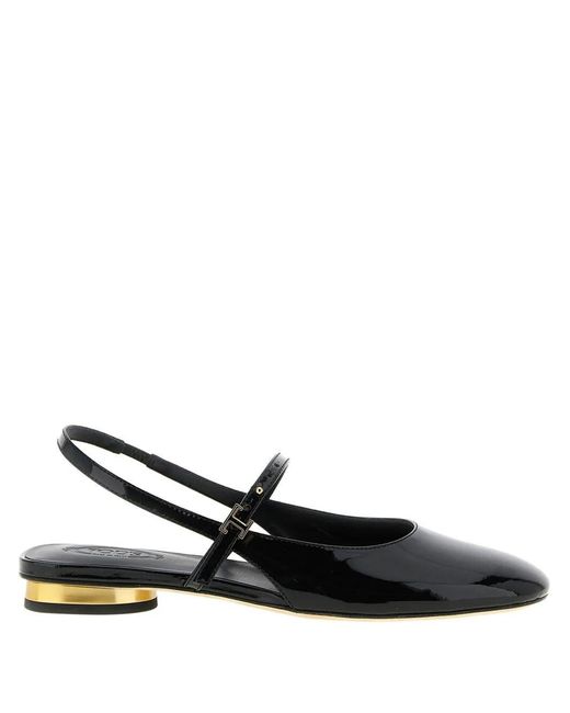 Tod's Black Patent Leather Mary Janes With Covered Heel
