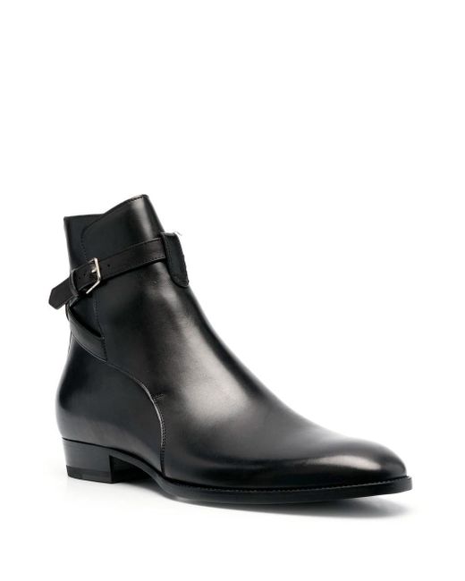 Saint Laurent Black Wyatt 30 Jodhpur Leather Boots for men