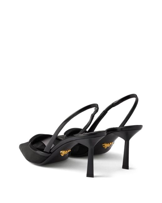 Prada Black Mesh Slingback Pumps