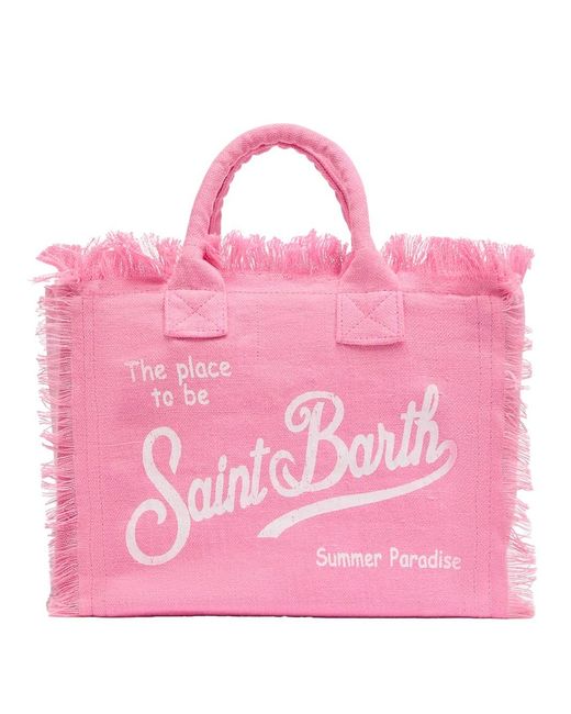 Mc2 Saint Barth Pink Solid Color Linen Colette Bag
