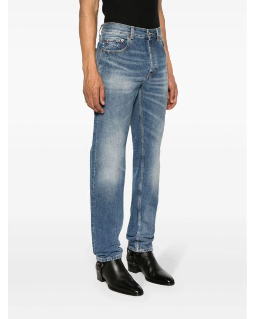 Saint Laurent Blue Low-Rise Straight-Leg Jeans for men