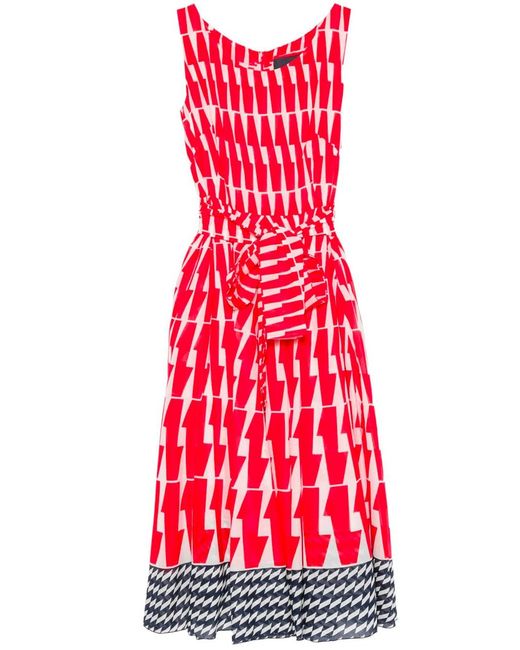 Samantha Sung Red Aster Midi Dress With Impero Ombre-Print