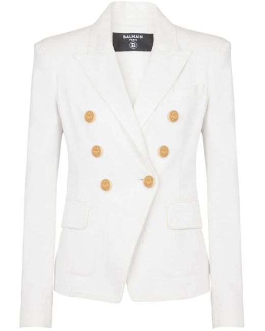 Balmain White 6-button Denim Jacket