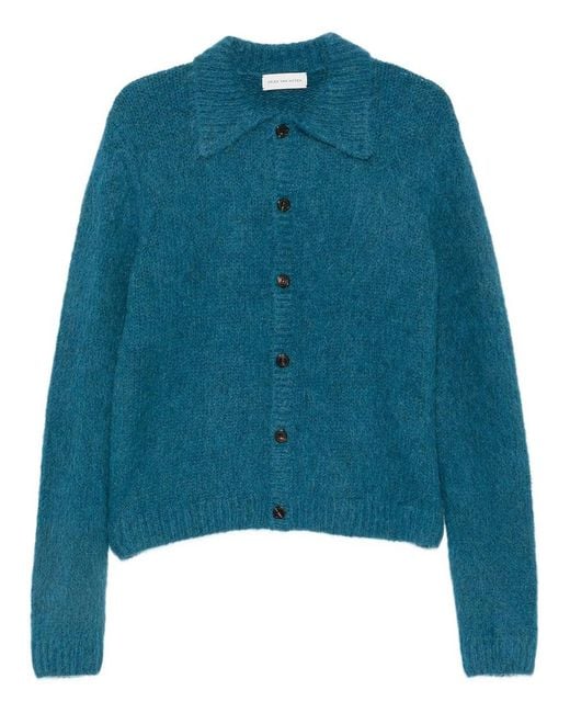 Dries Van Noten Blue Cardigan Mora for men