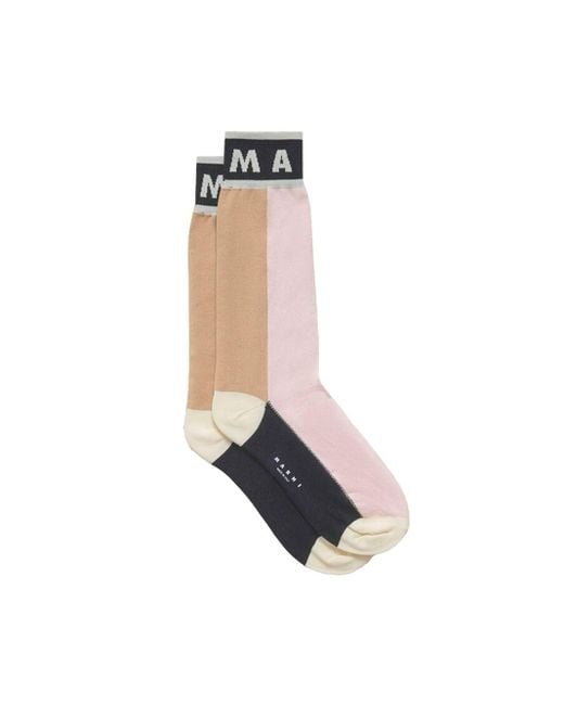Marni White Cotton Color Block Socks Clothing