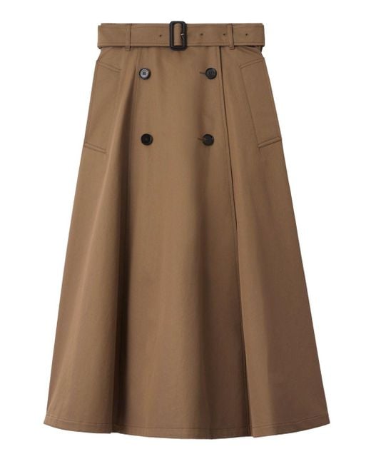 Burberry Brown Gabardine Midi Trench Skirt Clothing