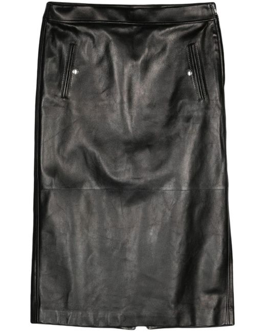 McQueen Black Low-Rise Leather Skirt