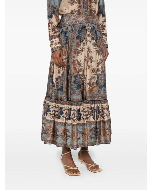 Zimmermann Multicolor Ascension Printed Silk Skirt