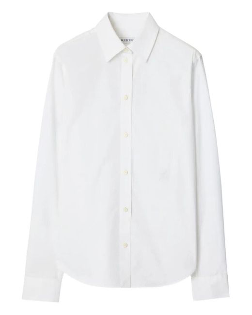 Burberry White Regular Fit Cotton Poplin Formal Shirt