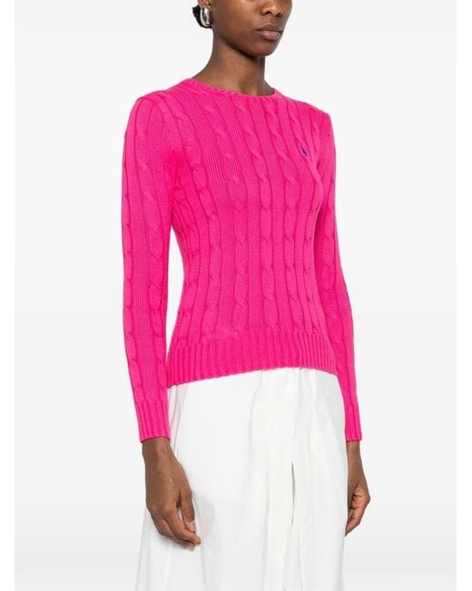Polo Ralph Lauren Pink Cable Knit Crew Neck Sweater