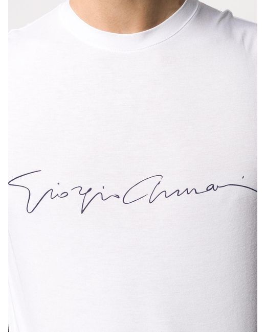 Giorgio Armani White Minimalist Signature Print T-Shirt for men