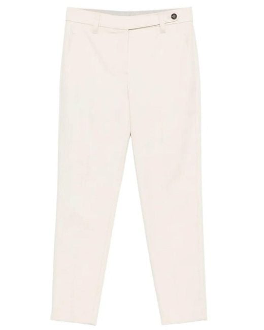 Brunello Cucinelli White Cotton Pants With Tapered Leg