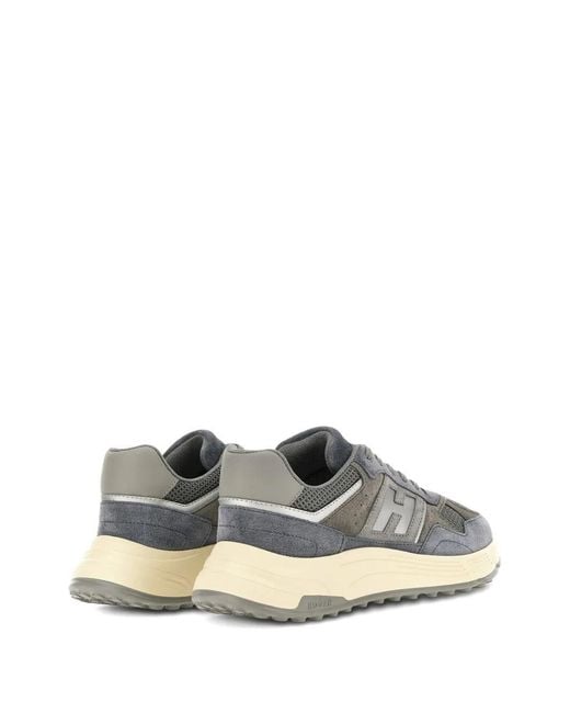 Hogan Gray Hyperlight Leather And Mesh Sneakers Shoes for men
