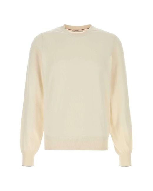 Brunello Cucinelli White Lightweight Cotton Crewneck Sweater for men