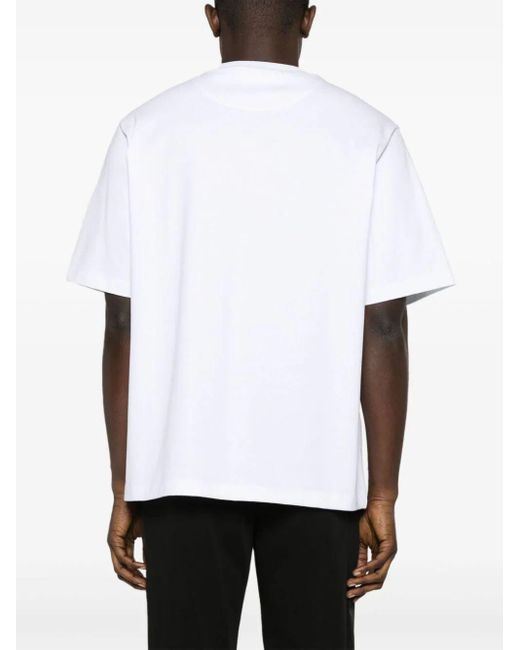 Prada White Logo-embossed Cotton T-shirt for men