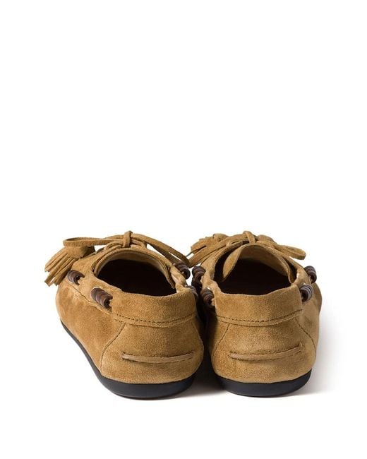 Miu Miu Brown Deck Suede Loafers With Tassels