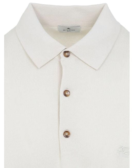 Etro White Buttoned Short-Sleeve Polo Shirt for men