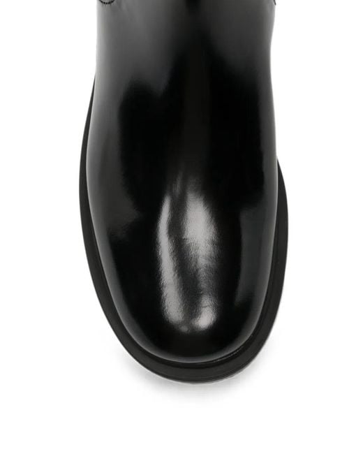 Prada Black Brushed Leather Ankle Boots