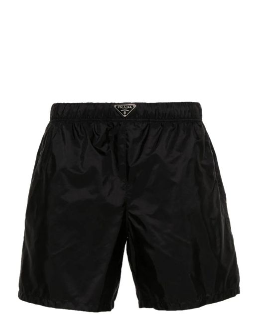 Prada Black Triangle-logo Swim Shorts for men