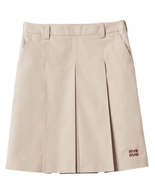 Miu Miu Natural Pleated Gabardine Skirt