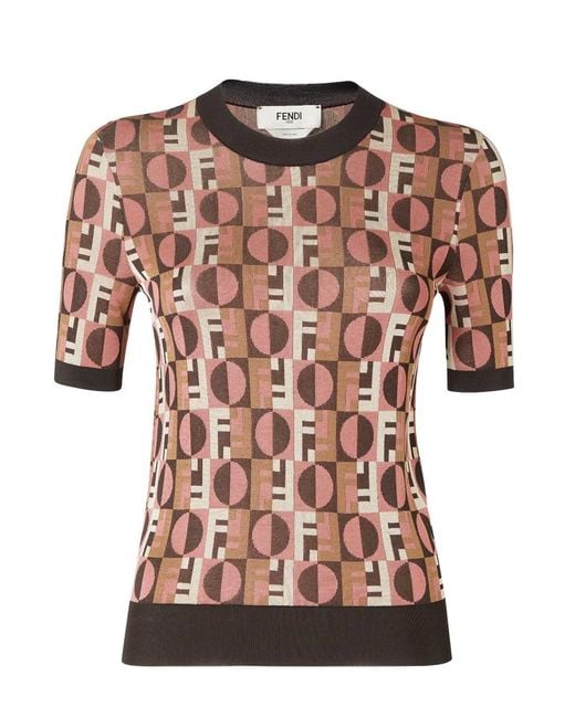 Fendi Pink Jacquard T-Shirt