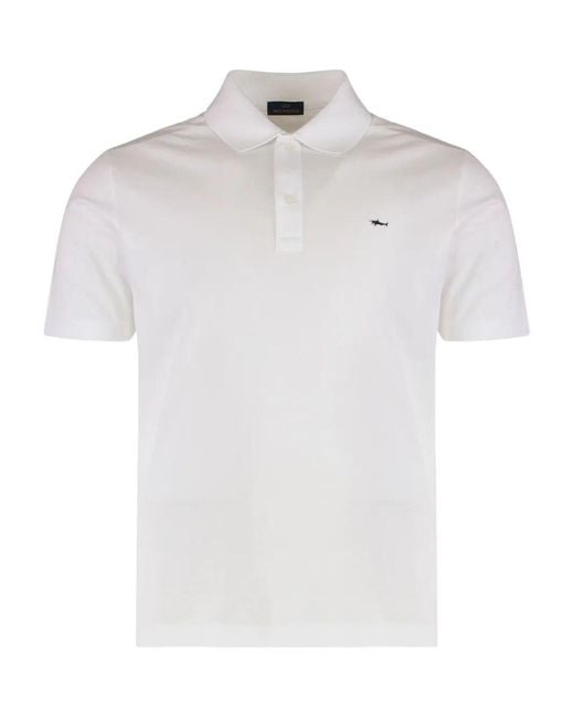 Paul & Shark White Double Piqué Cotton Polo for men
