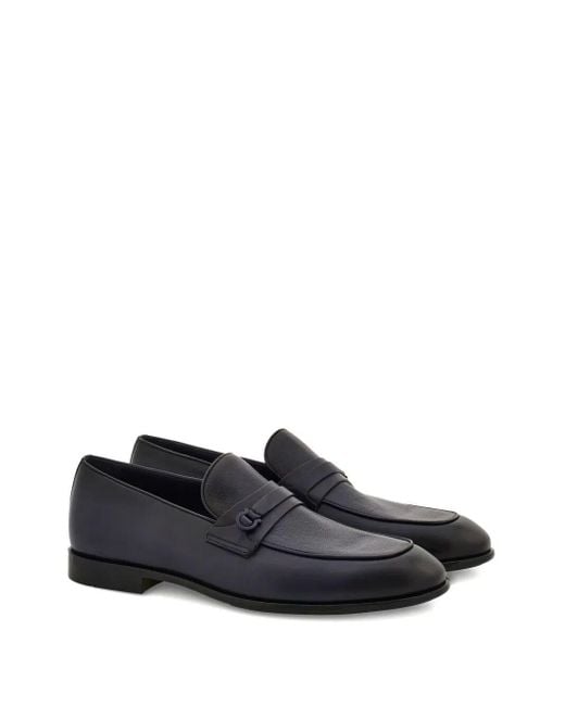 Ferragamo Blue Desio Shaded Leather Loafers Shoes for men