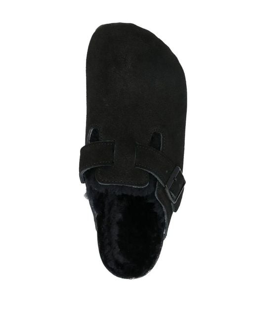 Birkenstock Black Arizona Suede Mule With Shearling Lining