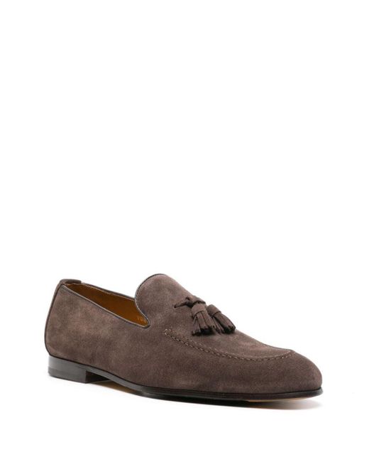 Doucal's Brown Tassel-detail Suede Loafers for men