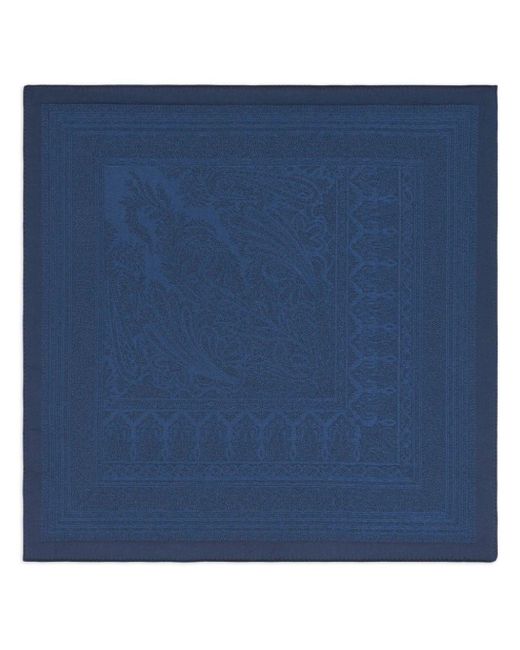 Etro Blue Paisley Pocket Square for men