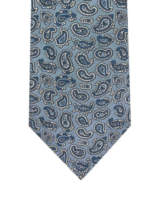 Etro Blue Silk Jacquard Tie With Micro Paisley Motif for men