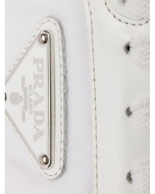 Prada White Prax 01 Re-Nylon And Brushed Leather Sneakers for men