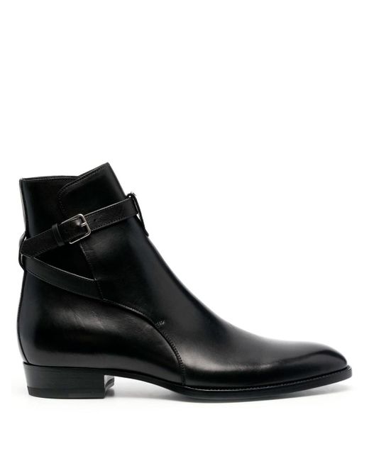 Saint Laurent Black Wyatt 30 Jodhpur Leather Boots for men