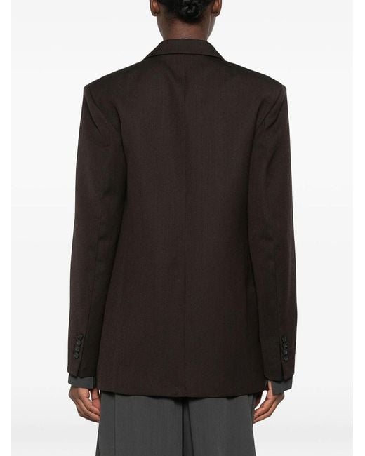 Victoria Beckham Black Single-breasted Blazer In Cacao Moul