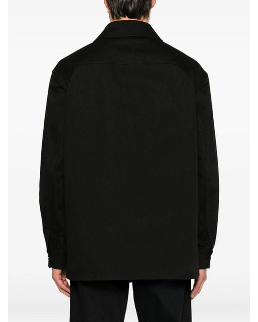 Valentino Garavani Black Shirt Jacket In Cotton Gabardine With Vlo for men