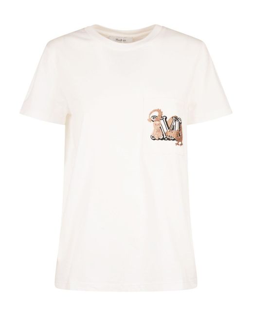 Max Mara White T-Shirt With Embroidery