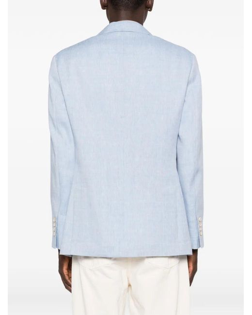 Brunello Cucinelli Blue Single-Breasted Blazer Jacket for men