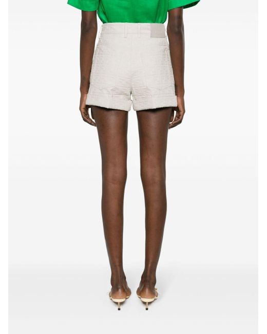 Fendi White Ff-jacquard Cotton Shorts