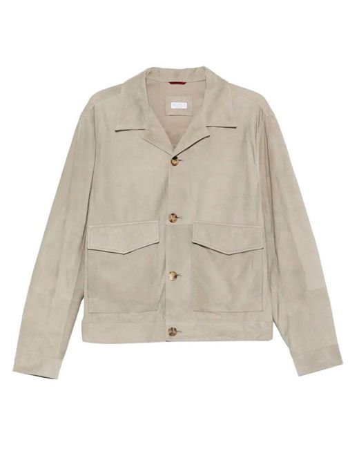 Brunello Cucinelli Natural Suede Jacket for men