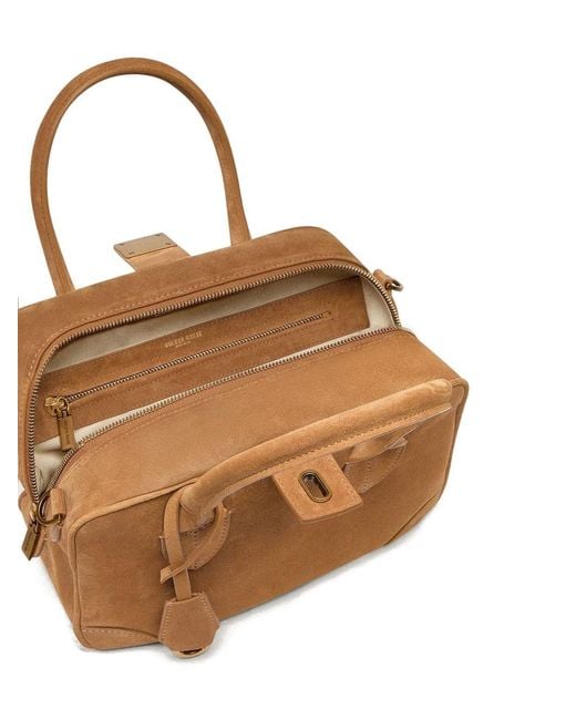 Golden Goose Deluxe Brand Brown Vita Suede Bag With Gold Details