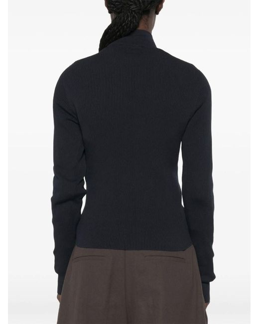 Miu Miu Black Ribbed Zip Cardigan