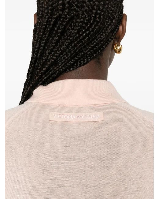 Victoria Beckham Pink Lightweight Fine Guage Knitted Polo Top Clothing