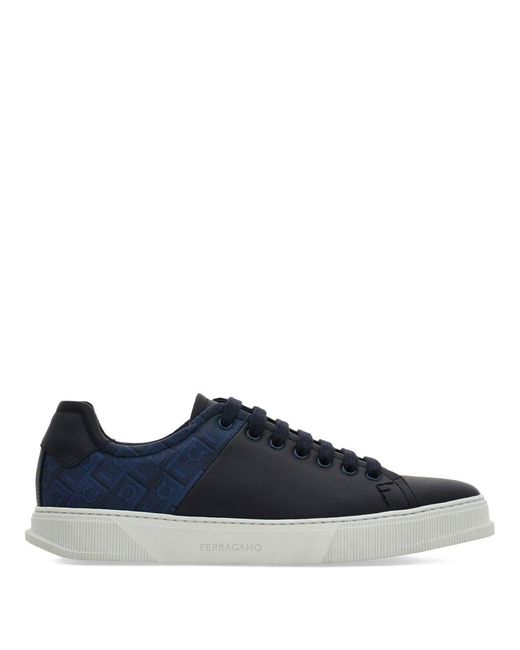 Ferragamo Blue Leather Sneakers for men