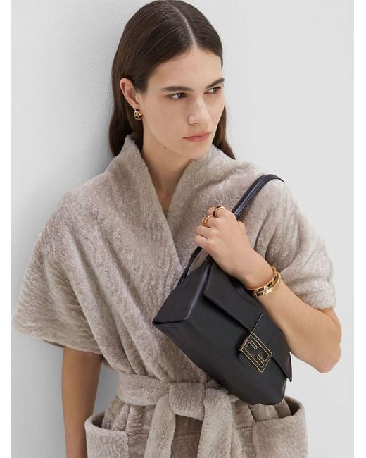 Fendi Black Mamma Baguette Medium Nappa Leather Bag