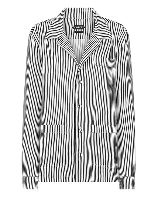Tom Ford Gray Striped Printed Shirt