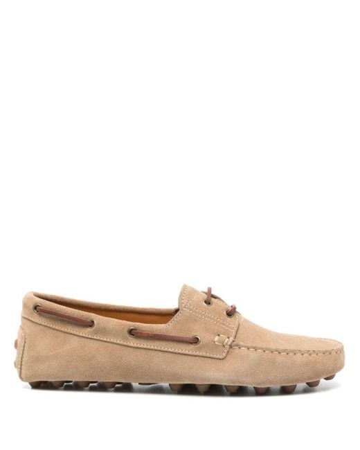 Tod's Natural Suede Flat Shoes With Woven Ties for men
