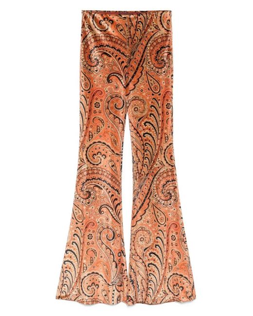 Etro Orange Paisley Print Pants