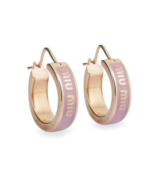 イヤリング Miu Miu MIU MIU EARRINGS IN ENAMELLED L Miu Miu Enameled Earrings | Gold | FARFETCH JO